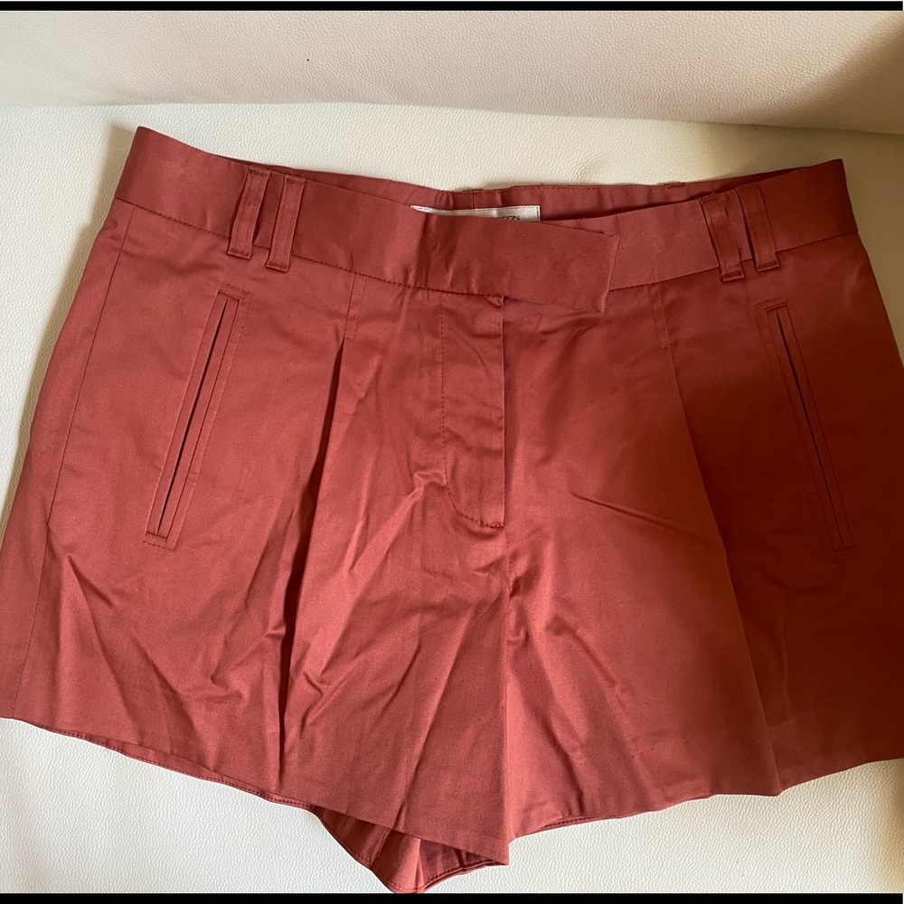 French Connection Rusty Red Pleated Shorts Size 8